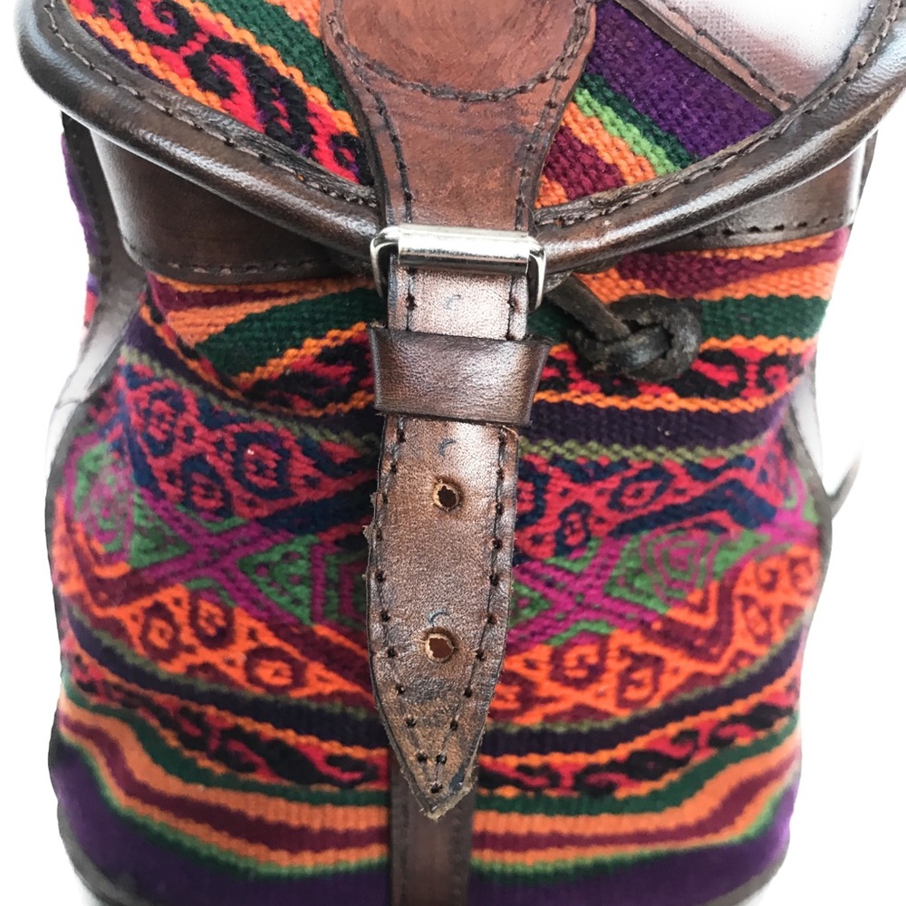 Mini Peruvian Leather And Wool Backpack. - image 4